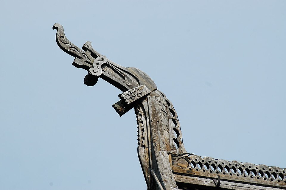 Carved dragonhead at Hopperstad Stave Church