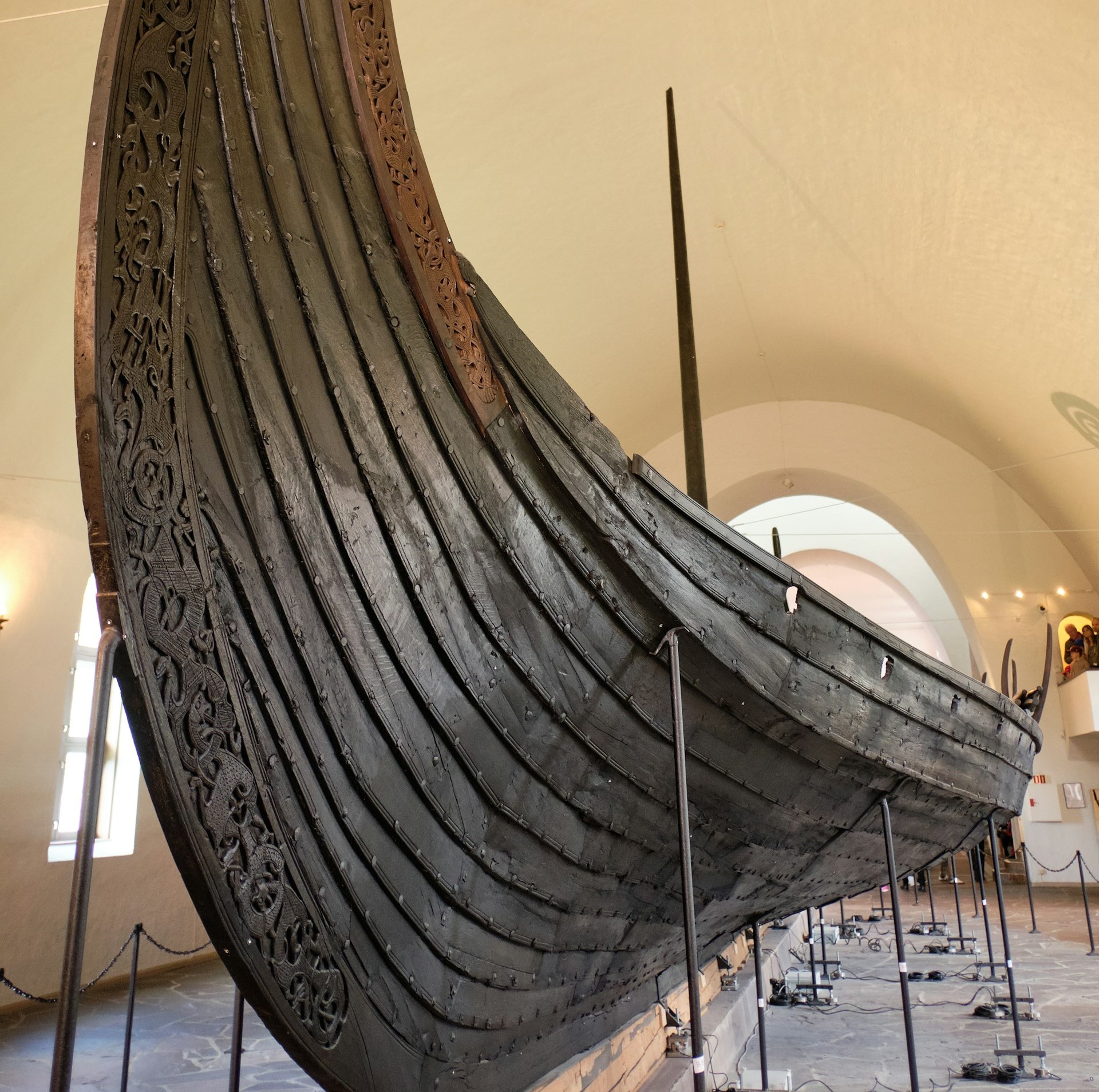 The Oseberg Viking ship on display